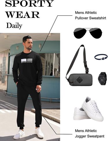 مجموعة ملابس Babioboa الرجالية المكونة من قطعتين بأكمام طويلة وسويت شيرت رياضي وبنطلون رياضي in Kuwait