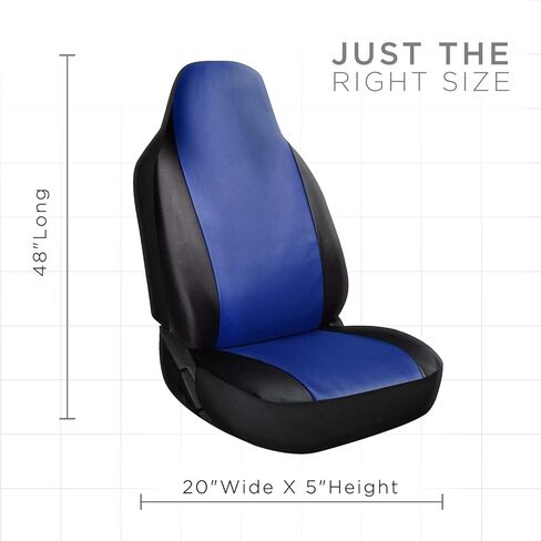 غطاء مقعد السيارة OxGord - مصنوع من جلد البولي يوريثان بلونين مع مقعد دلو أمامي منخفض - مناسب عالمي للسيارات والشاحنات وسيارات الدفع الرباعي والشاحنات الصغيرة - مجموعة من قطعتين in Kuwait