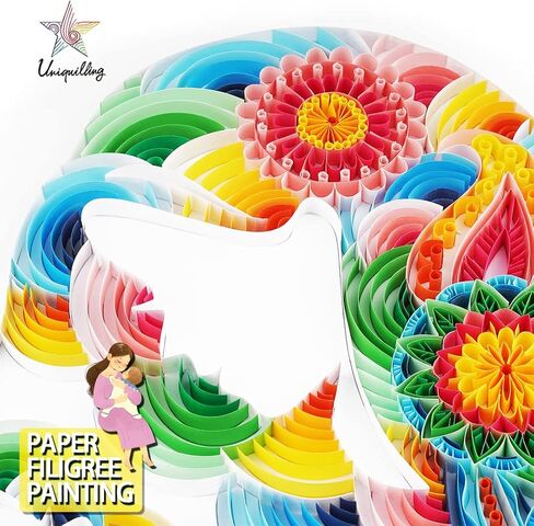Uniquilling Paper Filigree Painting Quilling Kits,Panit by Numbers for Adults - Horse,Handmade DIY Craft Wall Decoration Best Gifts(Painting kit+Tools kit) (Basic) in Saudi Arabia