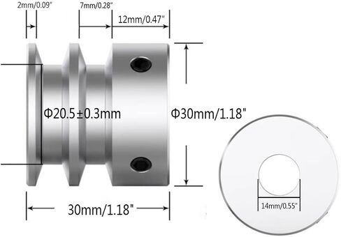 CHANCS V-Type بكرة 30 مم OD 6 مم (1/4 ") تتحمل ثابت بكرة أخدود مزدوجة لعجلة قيادة المحرك 6 مم (1/4") PU حزام مستدير in Saudi Arabia