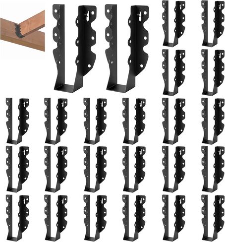 16 Pcs 2x8 Joist Hanger, Black Powder-Coated Joist Hangers, Rafter Brackets for Floor Deck and Ceiling Joists in Saudi Arabia