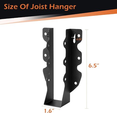 16 Pcs 2x8 Joist Hanger, Black Powder-Coated Joist Hangers, Rafter Brackets for Floor Deck and Ceiling Joists in Saudi Arabia