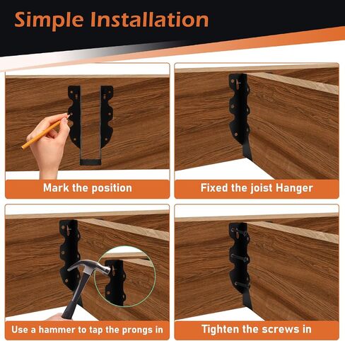 16 Pcs 2x8 Joist Hanger, Black Powder-Coated Joist Hangers, Rafter Brackets for Floor Deck and Ceiling Joists in Saudi Arabia
