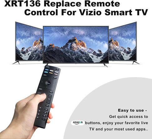 جهاز التحكم عن بعد XRT136 لتلفزيون VIZIO - لا حاجة إلى برمجة للاستخدام المباشر، استبدال جهاز التحكم عن بعد لتلفزيون Vizio، تحكم سهل لمختلف طرازات التلفزيون الذكي Vizio D24f-F1 D40f-G9 D50x-G9 E60U-D3 E70U-D3 E65-D0 in Kuwait
