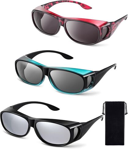 Frienda 3Pcs Fit Over Sunglasses Men Women Polarized Lens Wrap Over Glasses Driving Sport Oversize Eyeglasses in Saudi Arabia