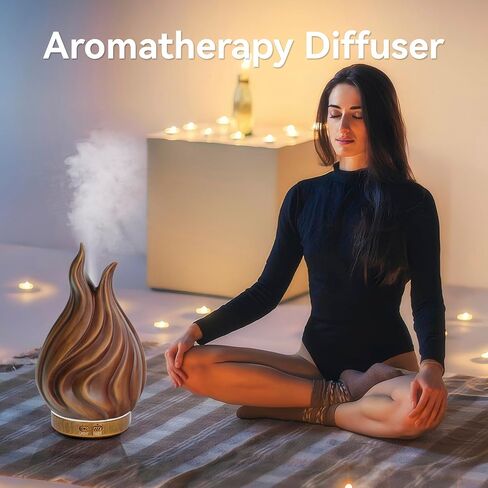 200ml Essential Oil Diffuser for Home, Wood Grain Cover Aromatherapy Diffuser, Cool Mist Humidifier with Safe Auto Shut-Off and 2 Mist Modes & 7 Color LED Night Lights for Office Room (VASE03) in Saudi Arabia