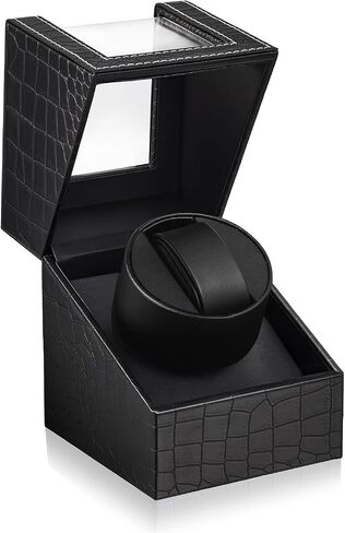 SHOWPIN Automatic Single Watch Winder: Mechanical Watch Winder Box for Women and Men Bidirection Rotation AC Adapter or Battery Powered in Saudi Arabia