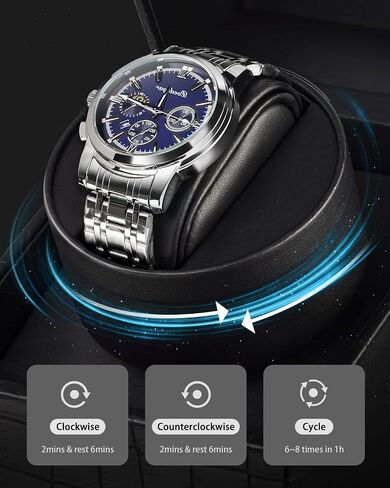 SHOWPIN Automatic Single Watch Winder: Mechanical Watch Winder Box for Women and Men Bidirection Rotation AC Adapter or Battery Powered in Saudi Arabia