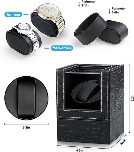 SHOWPIN Automatic Single Watch Winder: Mechanical Watch Winder Box for Women and Men Bidirection Rotation AC Adapter or Battery Powered in Saudi Arabia