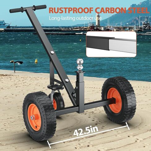 Trailer Dolly, 1000 lbs Tongue Weight Capacity, Carbon Steel Trailer Mover with 19"- 26" Adjustable Height, 2" Hitch Ball & 16" Pneumatic Tires & Universal Wheel, for RV Trailer Boat Moving in Saudi Arabia