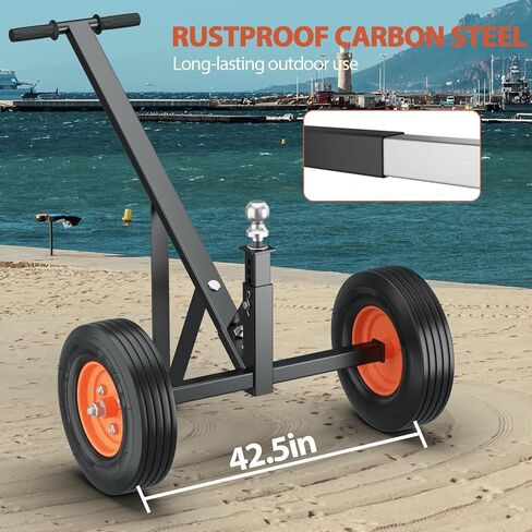 مقطورة دوللي، سعة وزن اللسان 1000 رطل، محرك مقطورة من الفولاذ الكربوني مع ارتفاع قابل للتعديل 19 بوصة - 26 بوصة، كرة ربط 2 بوصة وإطارات هوائية 16 بوصة وعجلة عالمية، لتحريك قارب مقطورة RV in Kuwait