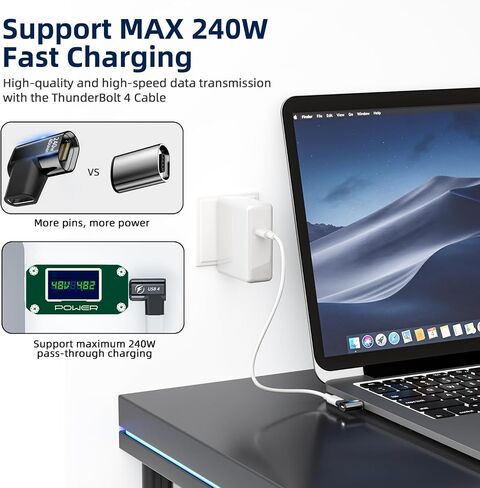 محول USB C مغناطيسي 240 وات (2 حزمة) محول USB-C مغناطيسي بزاوية يمنى 24 دبابيس مع USB4 40 جيجابت في الثانية 8K 60 هرتز لأجهزة Thunderbolt 3/4 وMacBook Pro/Air وSwtich والمزيد من الأجهزة من النوع C in Kuwait