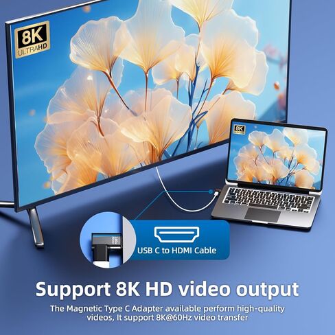 محول USB C مغناطيسي 240 وات (2 حزمة) محول USB-C مغناطيسي بزاوية يمنى 24 دبابيس مع USB4 40 جيجابت في الثانية 8K 60 هرتز لأجهزة Thunderbolt 3/4 وMacBook Pro/Air وSwtich والمزيد من الأجهزة من النوع C in Kuwait