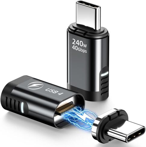 محول USB C مغناطيسي 240 وات (2 حزمة) محول USB-C مغناطيسي بزاوية يمنى 24 دبابيس مع USB4 40 جيجابت في الثانية 8K 60 هرتز لأجهزة Thunderbolt 3/4 وMacBook Pro/Air وSwtich والمزيد من الأجهزة من النوع C in Kuwait