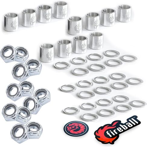 Fireball Dragon 48pcs Spacer, Washer, and Axle Nut (Speed Kit 3 Pack) for Skateboard and Longboard Performance in Saudi Arabia