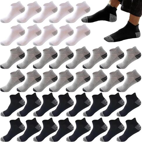 20 Pairs Athletic Ankle Socks for Men No Show Low Cut Running Socks Cushioned Tab Socks Breathable Sports Socks in Saudi Arabia