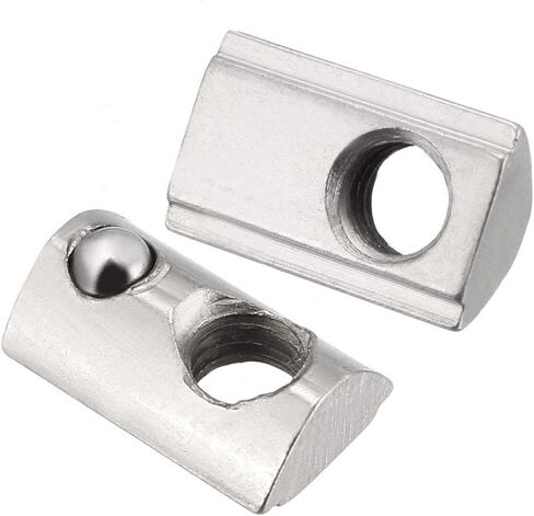 uxcell Roll-in Spring M5 T Nut, Roll Ball Elastic Nuts for 2020 Series Aluminum Extrusion Profile Suitable for Aluminum Profile with 6mm Groove Depth, Pack of 12 in Saudi Arabia