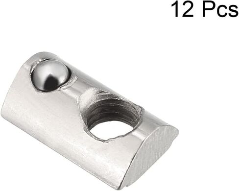 uxcell Roll-in Spring M5 T Nut, Roll Ball Elastic Nuts for 2020 Series Aluminum Extrusion Profile Suitable for Aluminum Profile with 6mm Groove Depth, Pack of 12 in Saudi Arabia
