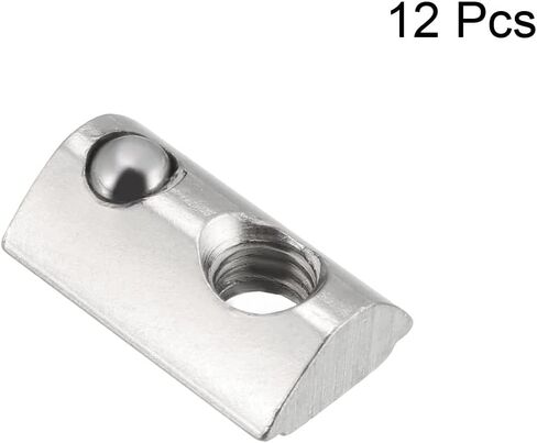 uxcell Roll-in Spring M5 T Nut, Roll Ball Elastic Nuts for 2020 Series Aluminum Extrusion Profile Suitable for Aluminum Profile with 6mm Groove Depth, Pack of 12 in Saudi Arabia