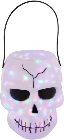 Needzo Light Up Halloween Trick or Treat Skull Bucket, Skeleton Candy Holder with Sound, 11 Inches with Handle in Saudi Arabia