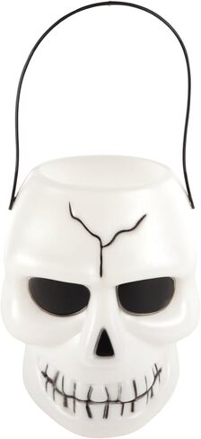 Needzo Light Up Halloween Trick or Treat Skull Bucket, Skeleton Candy Holder with Sound, 11 Inches with Handle in Saudi Arabia