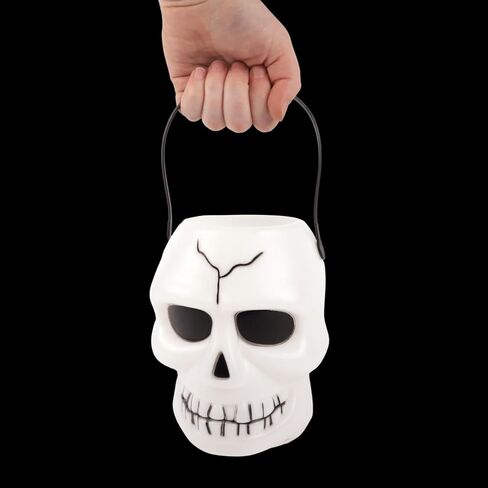 Needzo Light Up Halloween Trick or Treat Skull Bucket, Skeleton Candy Holder with Sound, 11 Inches with Handle in Saudi Arabia