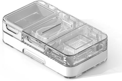 قطاعة/مقسم حبوب الدواء 3 في 1 - مثالي للحبوب الصغيرة/الكبيرة، مع شفرة من الفولاذ المقاوم للصدأ لمزيد من الدقة. تعمل كمطحنة، وتتضمن فرشاة تنظيف. (أبيض) in Kuwait