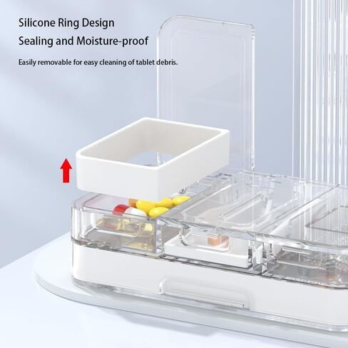 قطاعة/مقسم حبوب الدواء 3 في 1 - مثالي للحبوب الصغيرة/الكبيرة، مع شفرة من الفولاذ المقاوم للصدأ لمزيد من الدقة. تعمل كمطحنة، وتتضمن فرشاة تنظيف. (أبيض) in Kuwait