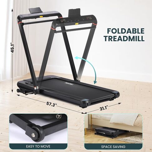 Walking Pad Treadmill with 15% Auto Incline and Handle Bar,Under Desk Treadmill with LED Display,2-in-1 Under Desk Foldable Treadmill,7.5 MPH Max,2.5HP Portable Walking Treadmill for Home O in Saudi Arabia