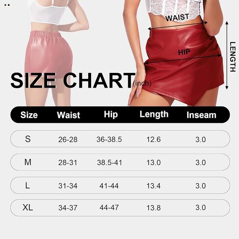 RIOJOY Women's Faux Leather Shorts High Waist Short Skirt Asymmetrical Ruched Wrap Skorts Skirts in Saudi Arabia