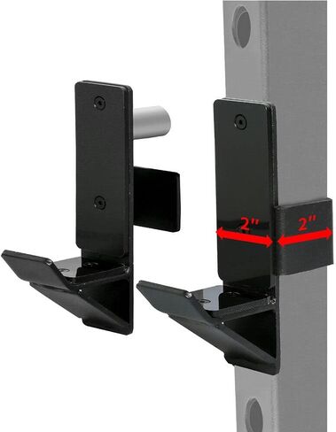 KYLIN SPORT J-Hooks حامل الأثقال لرف الطاقة - رف الوزن بخطاف J/رفوف اللياقة البدنية خطاف J - رف القرفصاء المناسب أنبوب مربع 2 × 2 بوصة in Kuwait