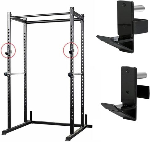 KYLIN SPORT J-Hooks حامل الأثقال لرف الطاقة - رف الوزن بخطاف J/رفوف اللياقة البدنية خطاف J - رف القرفصاء المناسب أنبوب مربع 2 × 2 بوصة in Kuwait
