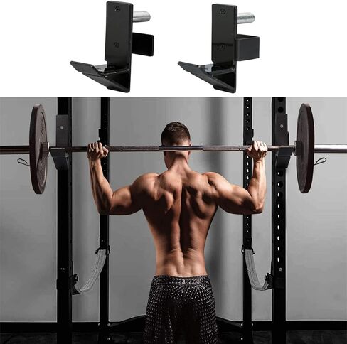 KYLIN SPORT J-Hooks حامل الأثقال لرف الطاقة - رف الوزن بخطاف J/رفوف اللياقة البدنية خطاف J - رف القرفصاء المناسب أنبوب مربع 2 × 2 بوصة in Kuwait