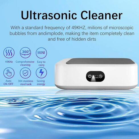 Ultrasonic Cleaner with 3 Modes Timer,40W 22oz (640ml) 49KHz Portable Professional Ultrasonic Jewelry Cleaner Eyeglass Cleaner for Watches, Dentures, Ring, Blade Razor,Makeup Brush in Saudi Arabia