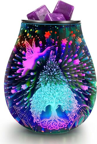Christmas Wax Warmer Scentsy Warmer 3D Glass Electric Wax Burner with Led 7 Colors Cycle Changing Light PTC Heating Removable Silicone Tray Aroma Lamp for Home Decor Gift in Saudi Arabia