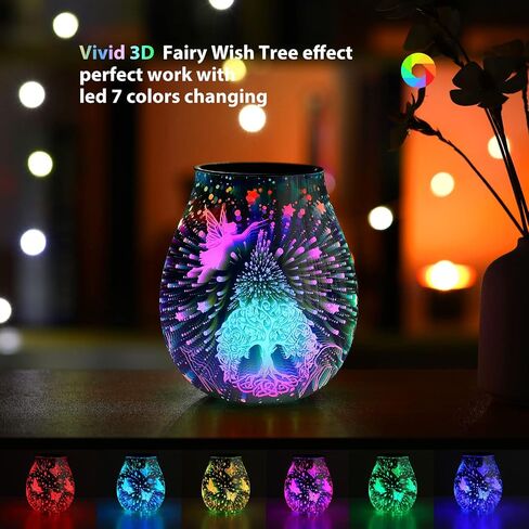 Christmas Wax Warmer Scentsy Warmer 3D Glass Electric Wax Burner with Led 7 Colors Cycle Changing Light PTC Heating Removable Silicone Tray Aroma Lamp for Home Decor Gift in Saudi Arabia