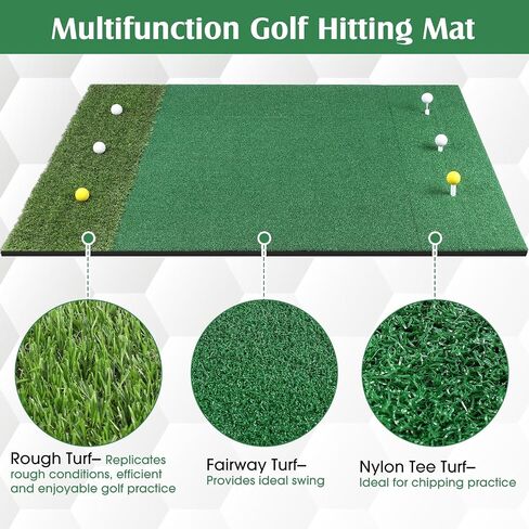 Golf Hitting Mat Set Nylon Turf Golf Mats 5 x 4 ft Thickened Golf Practice Hitting Mat with 3 Rubber Tees, 6 Golf Balls, 6 Golf Tees for Indoor Outdoor Golf Training Aids Chipping Swing in Saudi Arabia