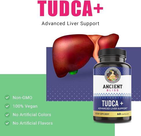 Tudca 500 مجم، 60 كبسولة (حمض التورسوديوكسيكوليك) - مكمل لدعم الكبد بالأملاح الصفراوية، طعم مرير طبيعي - صديق للنباتيين، غير معدل وراثيًا، كبسولات خالية من الغلوتين من Ancient Bliss in Saudi Arabia