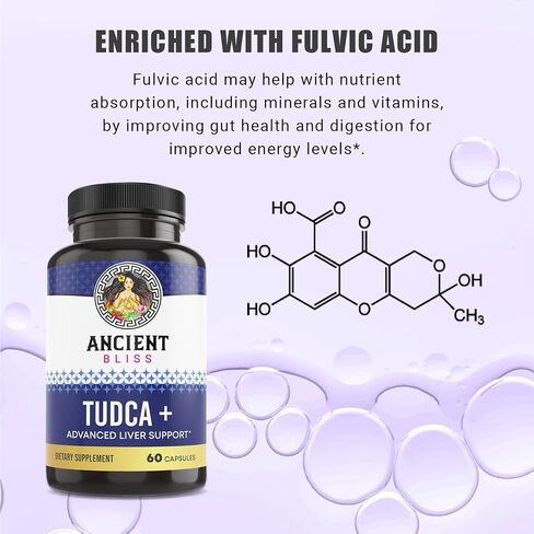 Tudca 500 مجم، 60 كبسولة (حمض التورسوديوكسيكوليك) - مكمل لدعم الكبد بالأملاح الصفراوية، طعم مرير طبيعي - صديق للنباتيين، غير معدل وراثيًا، كبسولات خالية من الغلوتين من Ancient Bliss in Saudi Arabia