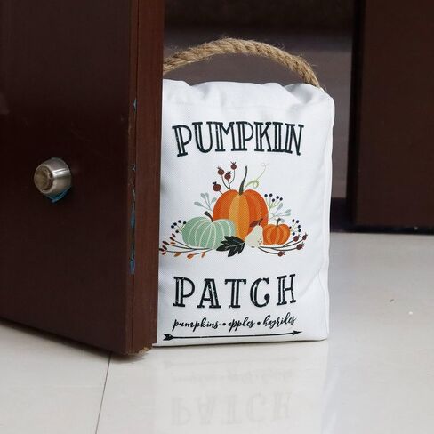 Weighted Door Stop Fabric Home Decor with Hemp Rope Handle for Door Holder|Pumpkin Patch Decor| Pumpkin/Apples/Hayrides Fall Signs Door Stopper,5" by 9" in Saudi Arabia