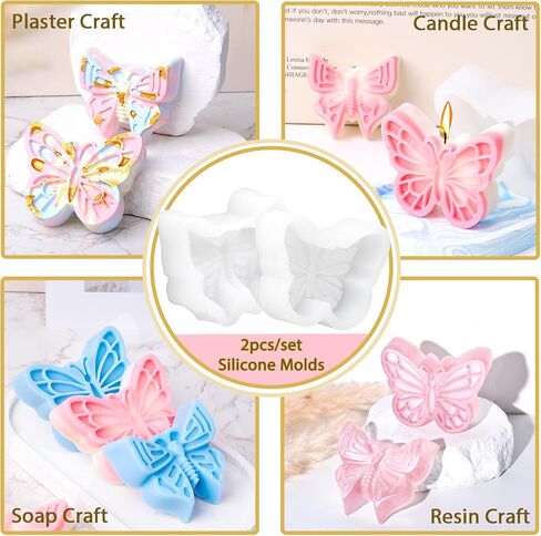 Butterfly Silicone Soap Molds Car Freshies Silicone Mold Butterflies Ornament Epoxy Resin Mould Handmade Soaps Making Candle Wax Molds Home Spring Decoration Craft Gift Concrete Cement Plaster Moulds in Saudi Arabia