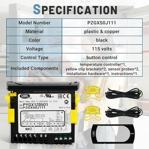 for Carel Temperature Controller, PZGXS0J111 for Carel Control Temperature Thermostat with Sensor Probes NTC #Fit for Carel and All Refrigerator Types 115v Refrigeration Cooler Control in Saudi Arabia