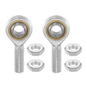 2pcs SA16TK M16 Rod End Joint Bearing - [16mm Bore, M16x2 Male Left Hand Thread] Male Rod End with Jam Nuts, 45# Carbon Steel