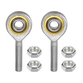 2pcs SA16TK M16 Rod End Joint Bearing - [16mm Bore, M16x2 Male Left Hand Thread] Male Rod End with Jam Nuts, 45# Carbon Steel