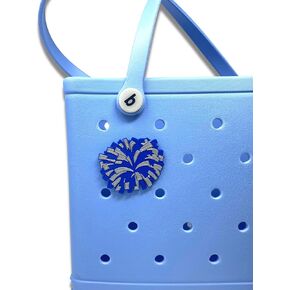 BOGLETS - Cheerleading Charm Compatible with Bogg Bags - Decorative Charm for Bogg Bags & Other Tote Bags (Blue Pom Pom)