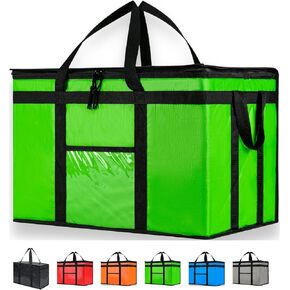 NZ Home PRO Durable 3XL Insulated Cooler Bag and Food Warmer for Food Delivery & Grocery Shopping with Zippered Top, Green Commercial Grade (1 Pack)