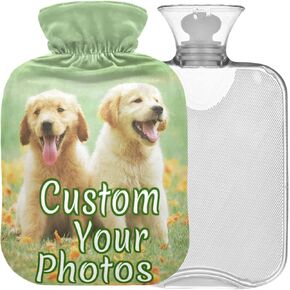 Naanle Hot Water Bottle with Cover Oil Painting Sunflower Transparent Warm Water Bottle Hot Water Bag for Bed Hand Feet Warmer Pain Relief Hot and Cold Therapy Capacity 2L Large