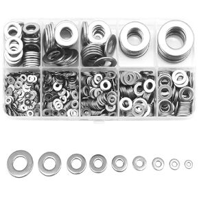 Washers, 1061 Pcs Washers for Screws, 304 Stainless Steel Flat Washers, 9 Sizes Flat Washers for Bolts Assortment, Fender Washers Set, Washers for Screws (M2 M2.5 M3 M4 M5 M6 M8 M10 M12)
