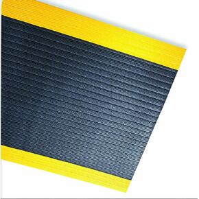 Durable Safety Spun Anti-Fatigue Mat Roll, 3' x 60' , Black with Yellow Border