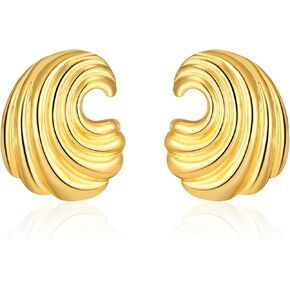 Gold Geometric Earrings for Women, Trendy Chunky Gold Stud Earrings Vintage Statement Earrings Hypoallergenic Dupes Jewelry for Women Gifts for Her